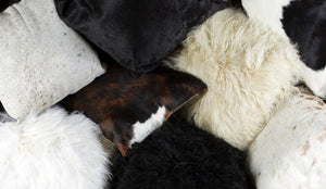 Homeroots Set Of Two 18" Black Sheepskin Throw Pillows   544564