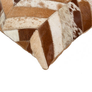 HomeRoots Set of Two Chevron Cowhide Lumbar Throw Pillows - Rustic Elegance with Modern Style & Comfort 544582