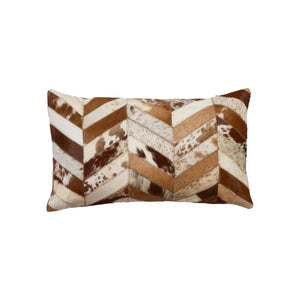 HomeRoots Set of Two Chevron Cowhide Lumbar Throw Pillows - Rustic Elegance with Modern Style & Comfort 544582