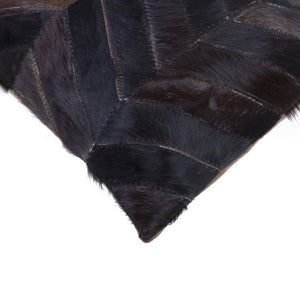 HomeRoots Set of Two Luxurious 12" x 20" Chocolate Chevron Cowhide Lumbar Pillows for Cozy Decor Style 544583
