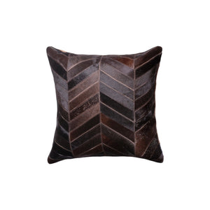 Homeroots Set Of Two 18" Chocolate Chevron Cowhide Throw Pillows - Luxurious Comfort & Chic Home Decor Accent   544584