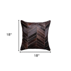 Homeroots Set Of Two 18" Chocolate Chevron Cowhide Throw Pillows - Luxurious Comfort & Chic Home Decor Accent   544584