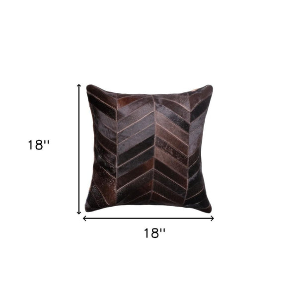 Homeroots Set Of Two 18" Chocolate Chevron Cowhide Throw Pillows - Luxurious Comfort & Chic Home Decor Accent   544584