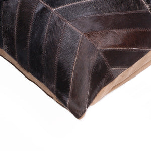 Homeroots Set Of Two 18" Chocolate Chevron Cowhide Throw Pillows - Luxurious Comfort & Chic Home Decor Accent   544584