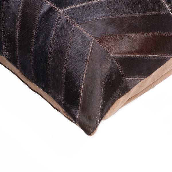 Homeroots Set Of Two 18" Chocolate Chevron Cowhide Throw Pillows - Luxurious Comfort & Chic Home Decor Accent   544584
