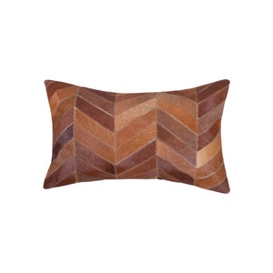 HomeRoots Set of Two Tan Chevron Cowhide Lumbar Pillows – Rustic Elegance for Home Decor & Gifting 544588