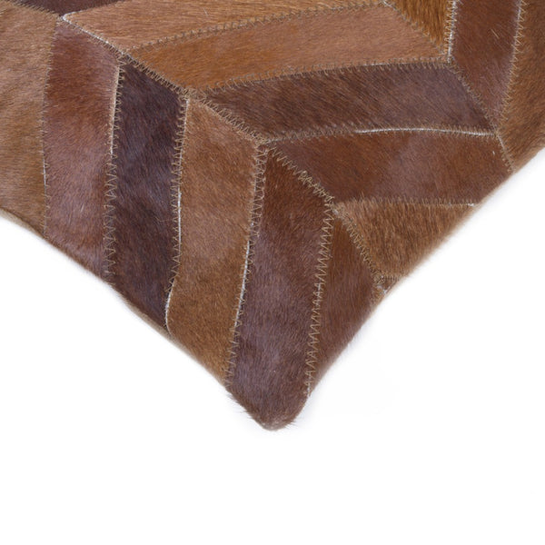HomeRoots Set of Two Tan Chevron Cowhide Lumbar Pillows – Rustic Elegance for Home Decor & Gifting 544588