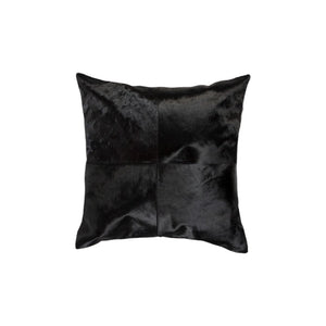 HomeRoots Set of Two Luxurious 18" Black Cowhide Throw Pillows – Chic Comfort for Stylish Home Décor 544598