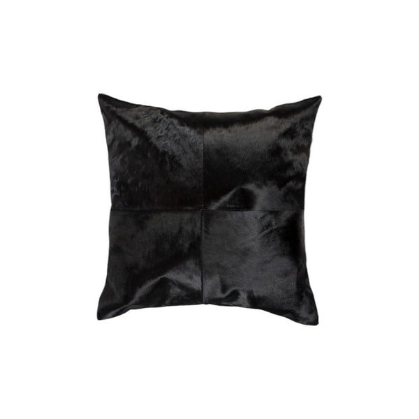 HomeRoots Set of Two Luxurious 18" Black Cowhide Throw Pillows – Chic Comfort for Stylish Home Décor 544598