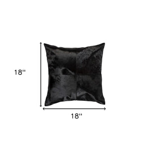 HomeRoots Set of Two Luxurious 18" Black Cowhide Throw Pillows – Chic Comfort for Stylish Home Décor 544598