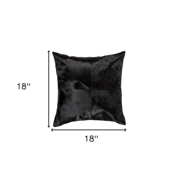 HomeRoots Set of Two Luxurious 18" Black Cowhide Throw Pillows – Chic Comfort for Stylish Home Décor 544598