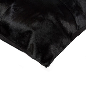 HomeRoots Set of Two Luxurious 18" Black Cowhide Throw Pillows – Chic Comfort for Stylish Home Décor 544598