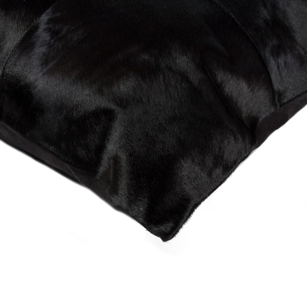 HomeRoots Set of Two Luxurious 18" Black Cowhide Throw Pillows – Chic Comfort for Stylish Home Décor 544598