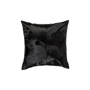 HomeRoots Set of Two Luxurious 18" Black Cowhide Throw Pillows – Chic Comfort for Stylish Home Décor 544598