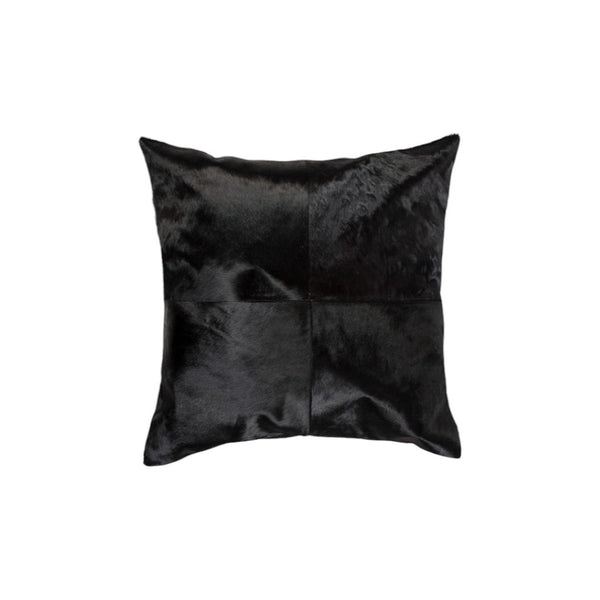 HomeRoots Set of Two Luxurious 18" Black Cowhide Throw Pillows – Chic Comfort for Stylish Home Décor 544598
