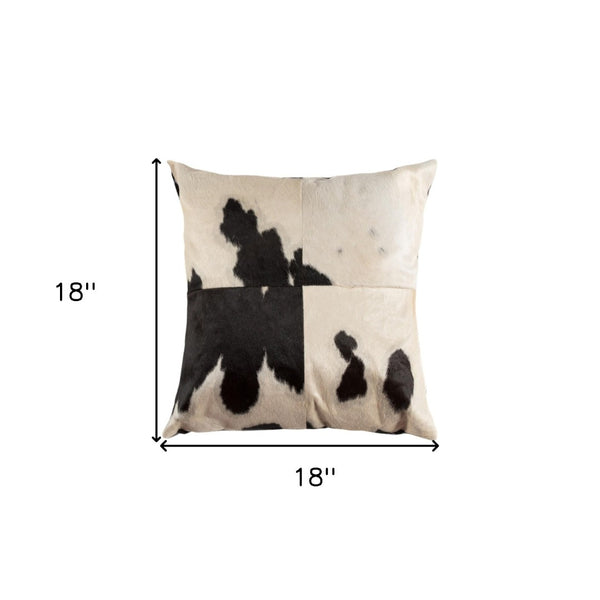 HomeRoots Set of Two 18" Rustic Black and White Cowhide Throw Pillows - Unique Home Decor for Comfort & Style 544599