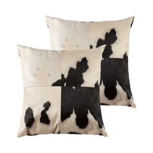 HomeRoots Set of Two 18" Rustic Black and White Cowhide Throw Pillows - Unique Home Decor for Comfort & Style 544599