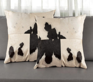 HomeRoots Set of Two 18" Rustic Black and White Cowhide Throw Pillows - Unique Home Decor for Comfort & Style 544599