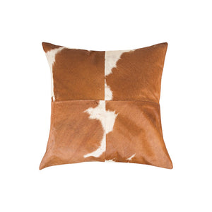 HomeRoots Set of Two 18" Brown and White Cowhide Throw Pillows - Rustic Luxury for Any Home Decor Style 544601