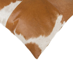 HomeRoots Set of Two 18" Brown and White Cowhide Throw Pillows - Rustic Luxury for Any Home Decor Style 544601