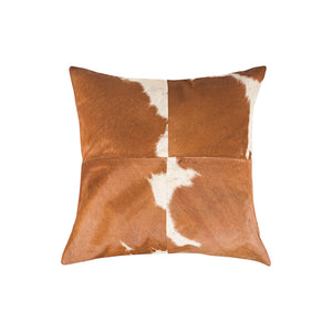 HomeRoots Set of Two 18" Brown and White Cowhide Throw Pillows - Rustic Luxury for Any Home Decor Style 544601