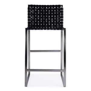 Butler Specialty Urban Woven Leather Counter Stool With Rustic Iron Base And Nailhead Accents For Timeless Charm Black Iron,Leather,Steel 5446034-butler