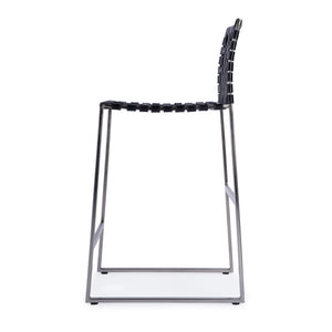 Butler Specialty Urban Woven Leather Counter Stool With Rustic Iron Base And Nailhead Accents For Timeless Charm Black Iron,Leather,Steel 5446034-butler