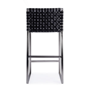 Butler Specialty Urban Woven Leather Counter Stool With Rustic Iron Base And Nailhead Accents For Timeless Charm Black Iron,Leather,Steel 5446034-butler