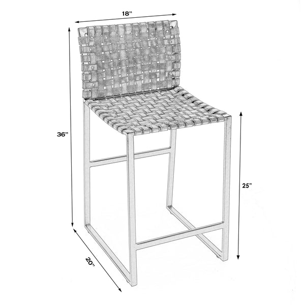 Butler Specialty Urban Woven Leather Counter Stool With Rustic Iron Base And Nailhead Accents For Timeless Charm Black Iron,Leather,Steel 5446034-butler