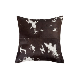HomeRoots Set of Two 18" Chocolate & White Cowhide Throw Pillows for Rustic Luxury & Cozy Home Décor 544604