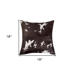HomeRoots Set of Two 18" Chocolate & White Cowhide Throw Pillows for Rustic Luxury & Cozy Home Décor 544604