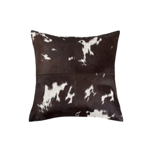 HomeRoots Set of Two 18" Chocolate & White Cowhide Throw Pillows for Rustic Luxury & Cozy Home Décor 544604