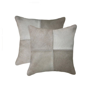 HomeRoots Set of Two 18" Gray Cowhide Throw Pillows – Luxurious Texture, Unique Design for Modern Décor 544605