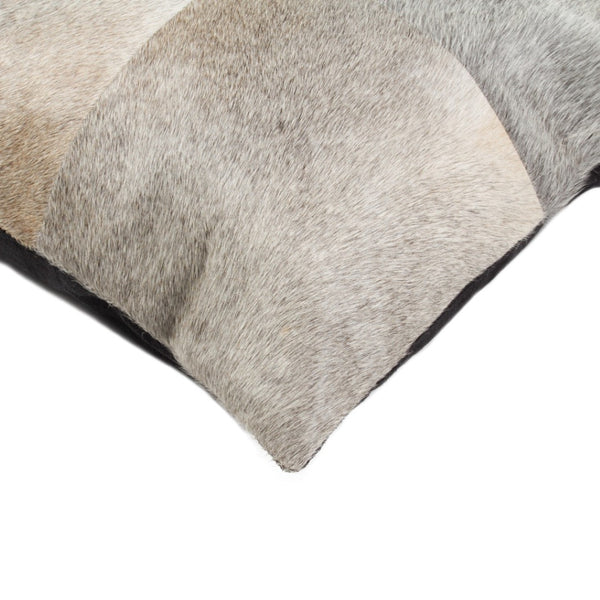 HomeRoots Set of Two 18" Gray Cowhide Throw Pillows – Luxurious Texture, Unique Design for Modern Décor 544605