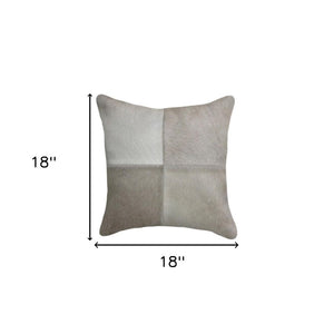 HomeRoots Set of Two 18" Gray Cowhide Throw Pillows – Luxurious Texture, Unique Design for Modern Décor 544605