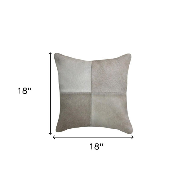 HomeRoots Set of Two 18" Gray Cowhide Throw Pillows – Luxurious Texture, Unique Design for Modern Décor 544605