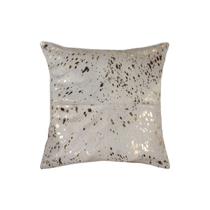 HomeRoots Set of Two 18" Natural & Gold Abstract Glitter Cowhide Throw Pillows for Luxe Home Decor Accents 544609