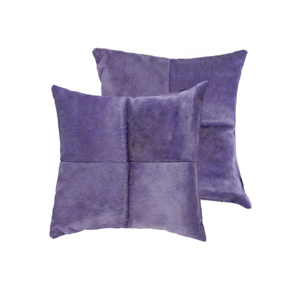 HomeRoots Set of Two 18" Purple Cowhide Throw Pillows – Luxurious Accent Decor for Chic Living Spaces 544612