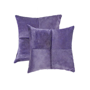 HomeRoots Set of Two 18" Purple Cowhide Throw Pillows – Luxurious Accent Decor for Chic Living Spaces 544612
