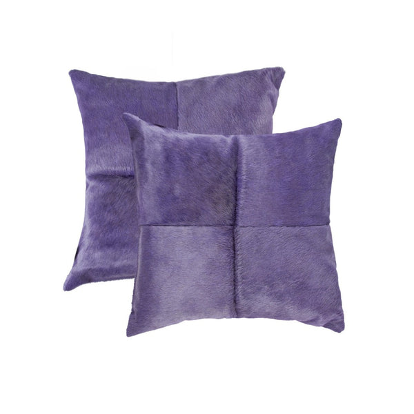 HomeRoots Set of Two 18" Purple Cowhide Throw Pillows – Luxurious Accent Decor for Chic Living Spaces 544612
