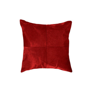 HomeRoots Set of Two 18" Red Cowhide Throw Pillows – Rustic Elegance, Unique Comfort for Home Décor & Gifts 544613