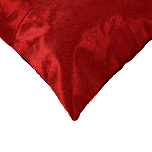 HomeRoots Set of Two 18" Red Cowhide Throw Pillows – Rustic Elegance, Unique Comfort for Home Décor & Gifts 544613