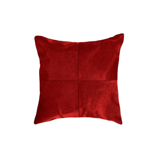 HomeRoots Set of Two 18" Red Cowhide Throw Pillows – Rustic Elegance, Unique Comfort for Home Décor & Gifts 544613