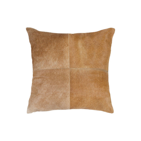 HomeRoots Set of Two 18" Tan Cowhide Throw Pillows - Luxurious Rustic Accents for Modern Living Spaces 544616