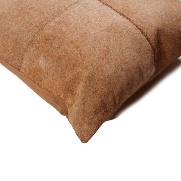 HomeRoots Set of Two 18" Tan Cowhide Throw Pillows - Luxurious Rustic Accents for Modern Living Spaces 544616