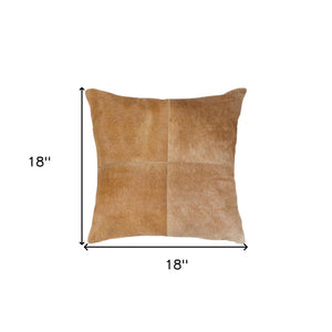 HomeRoots Set of Two 18" Tan Cowhide Throw Pillows - Luxurious Rustic Accents for Modern Living Spaces 544616