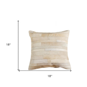 HomeRoots Set of Two 18" Natural Patchwork Cowhide Throw Pillows - Rustic Luxury for Any Room Décor 544634