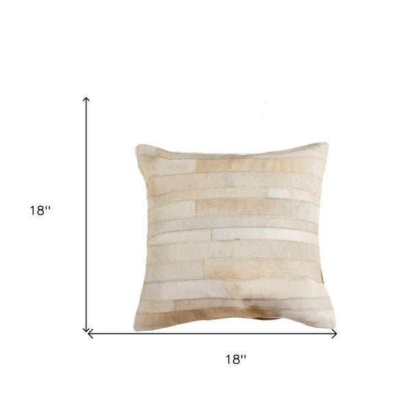 HomeRoots Set of Two 18" Natural Patchwork Cowhide Throw Pillows - Rustic Luxury for Any Room Décor 544634