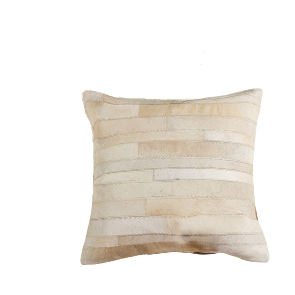 HomeRoots Set of Two 18" Natural Patchwork Cowhide Throw Pillows - Rustic Luxury for Any Room Décor 544634