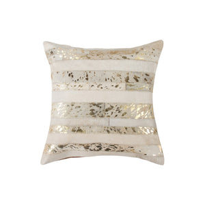 HomeRoots Set of Two 18" Striped Cowhide Throw Pillows with Glitter Accents for Luxe Home Decor Style 544636